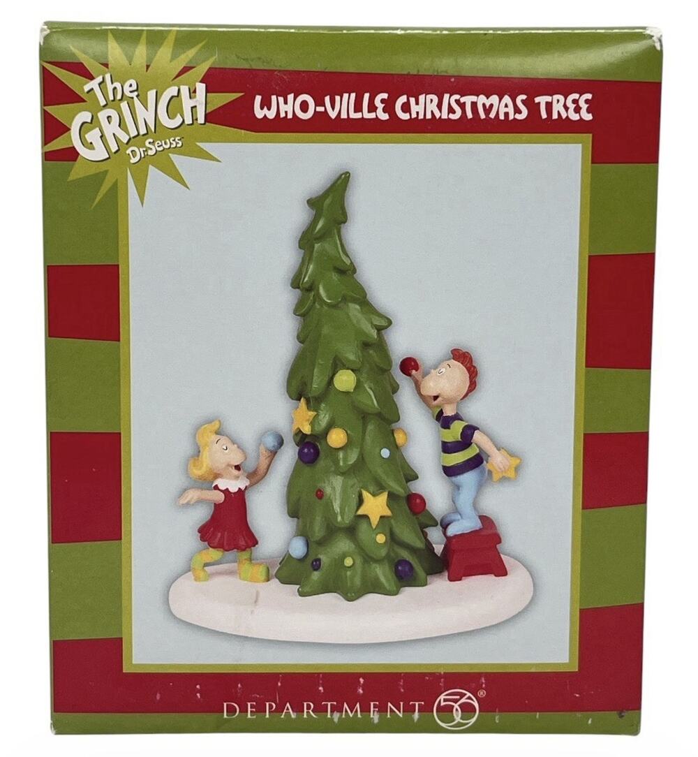 Dept 56 Grinch Who‑Ville Christmas Tree Figurine Dr Seuss Holiday Decor